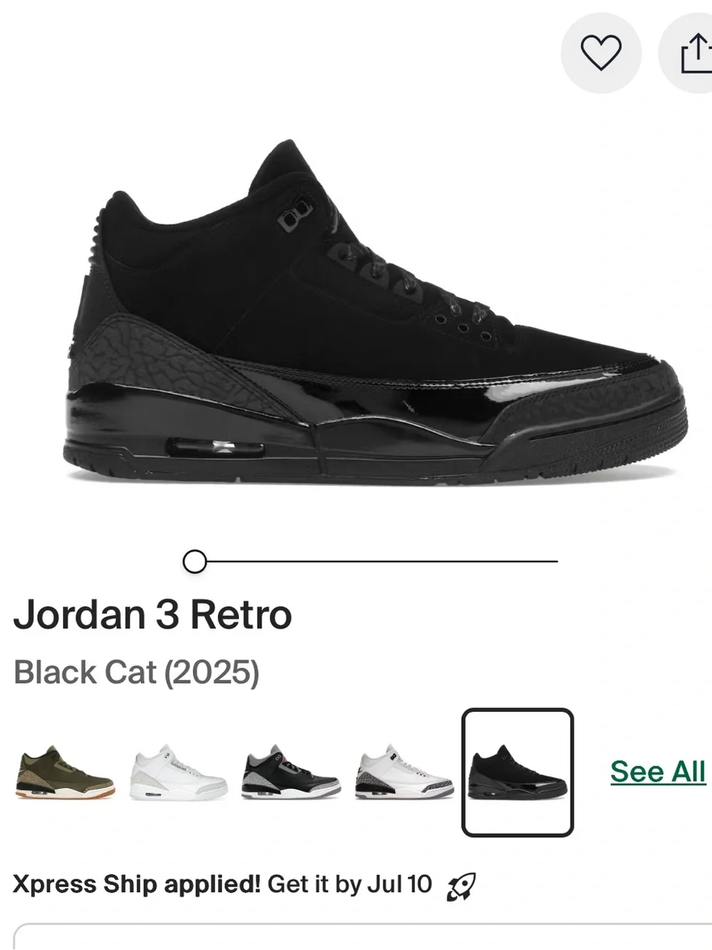 Air Jordan 3 Retro Black Cat Men's Size 8.5 Sneakers Like New!!